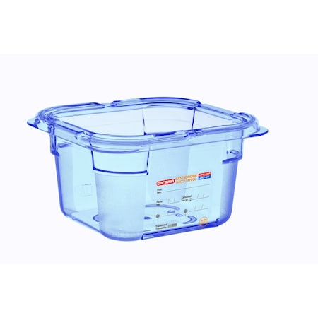 Araven FOOD PAN BPA-FREE GN1/6, 1.5qt BLUE TRANSPARENT, 6 7/8" X 6 3/8" X 4" 07797